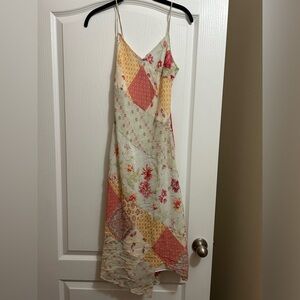 Vintage Express Multicolor Patchwork Maxi Handkerchief Dress